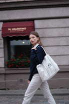The Club Embroidered Tote Bag – White/Navy - Baltics Leisure Club