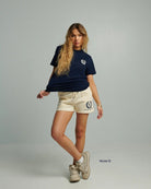 The Heritage Women Embroidered Mini Shorts – Natural Raw - Baltics Leisure Club